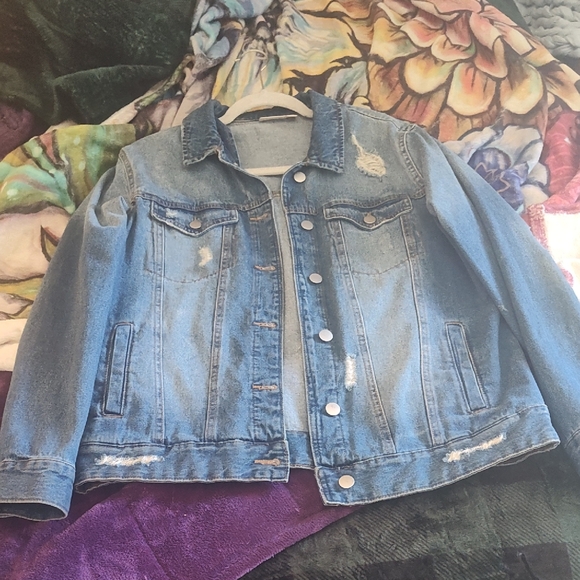BP Nordstrom Oversized Distressed Denim Jacket - Picture 1 of 5
